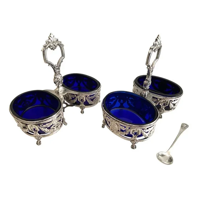 Louis XVI Style Silver Salt Cellars from Georges Bachelet, 1880s, Set of 2