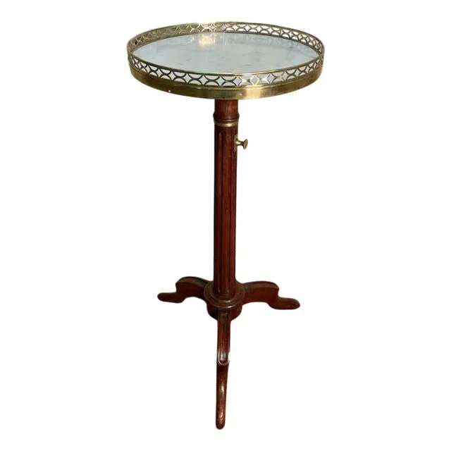 Louis XVI Style Tripod Rack and Pinion Pedestal Table