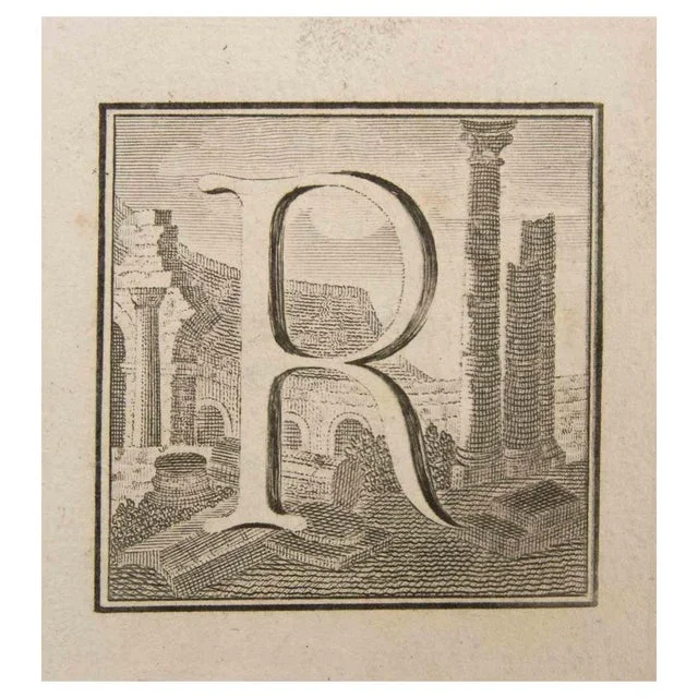 Luigi Vanvitelli, Letter R, Etching, 18th Century