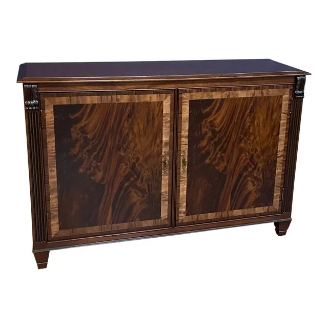 Mahogany Georgian Style Two-Door Buffet/Leaf Storage Cabinet by Leighton Hall Made-To-Order