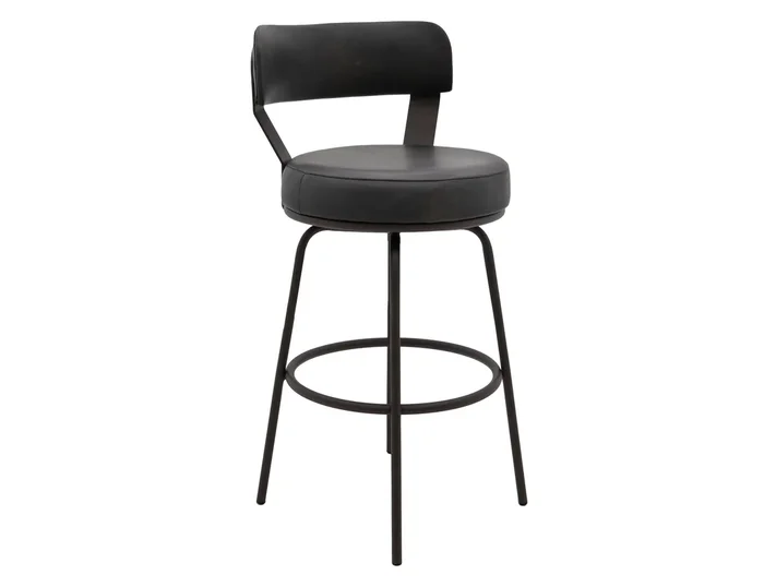 Maison – 24″ Upholstered Barstool – Dark Black