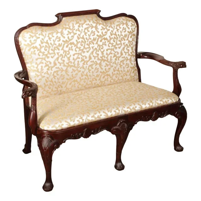 Maitland Smith Georgian Style Carved Mahogany Settee