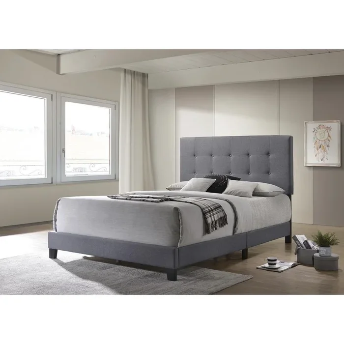 Mapes – Upholstered Bed – Light Grey – Queen Bed