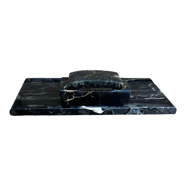 Marble Black Desk Inkwell, Poland 1930s