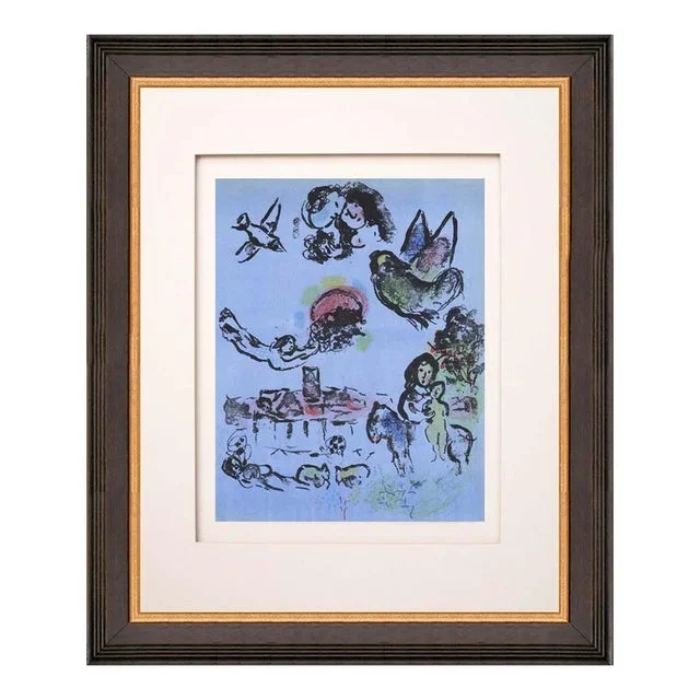 Marc Chagall Original Lithograph Nocturne at Vence 1963 Framed