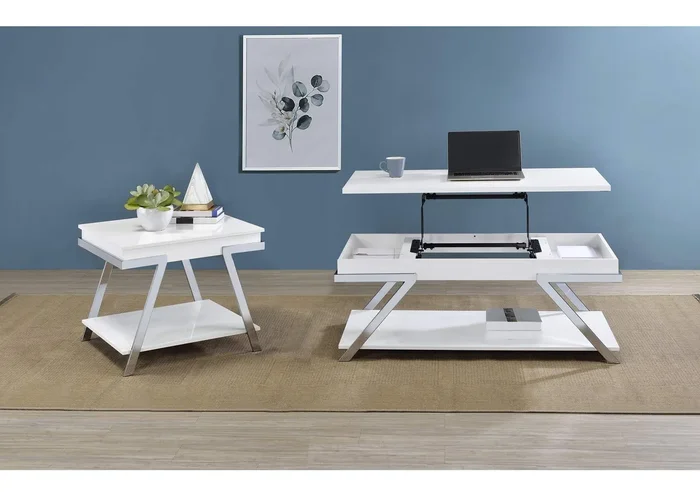 Marcia 2-piece Coffee and End Table Set White High Gloss