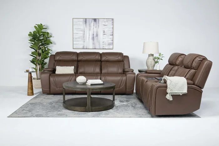Max 2 Power Sofa & Console Loveseat in Aline Timber Leather
