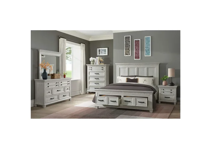 Mccoy Queen Storage 3 Piece Bedroom Set In Antique White