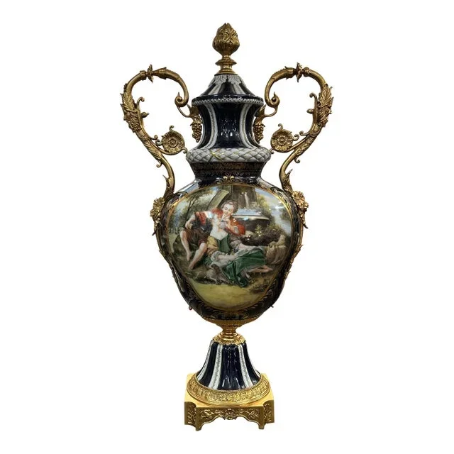 Meissen Porcelain Large Scenic Urn With Removable Lid