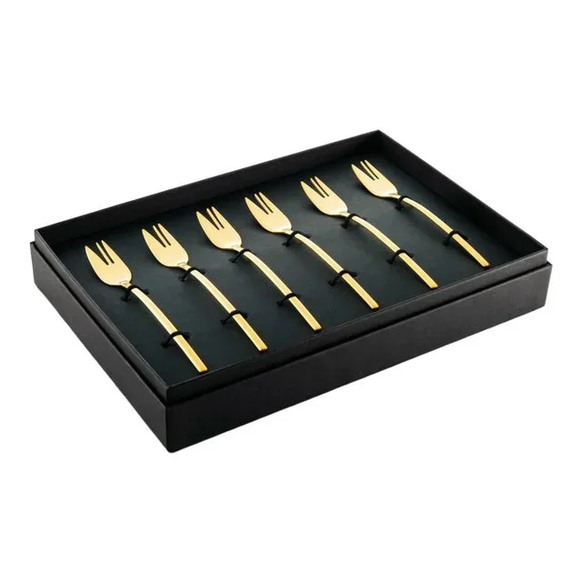 Mepra Due 6-Piece Dessert / Cake Fork Set, Ice Oro