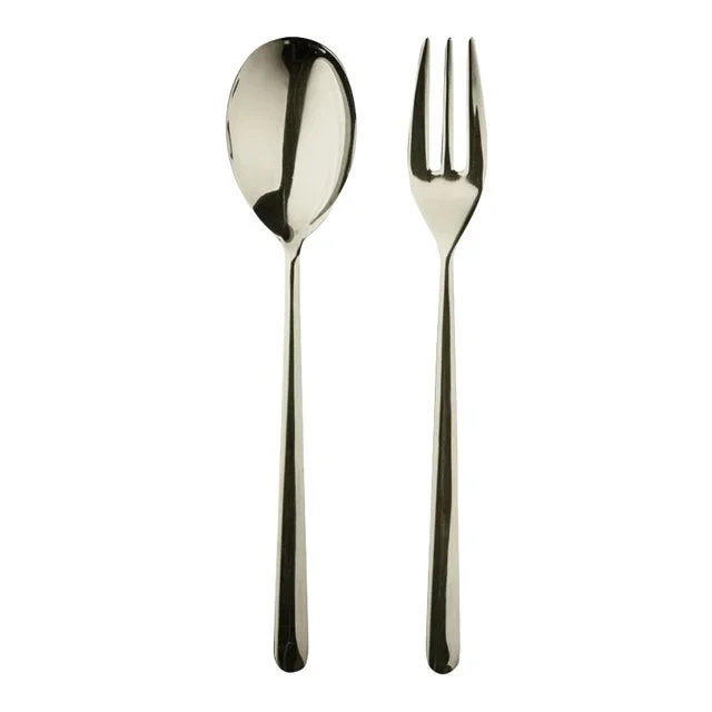 Mepra Linea 2-Piece Serving Set (fork & Spoon), Champagne