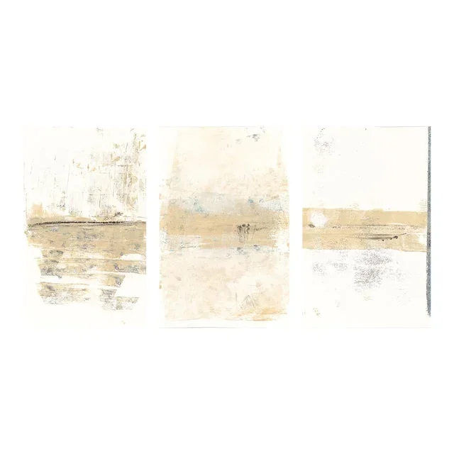 Mesas Triptych (3) 24*36r on Canvas Abstract Landscape Print Grey Almond Art by Carrie Bergey