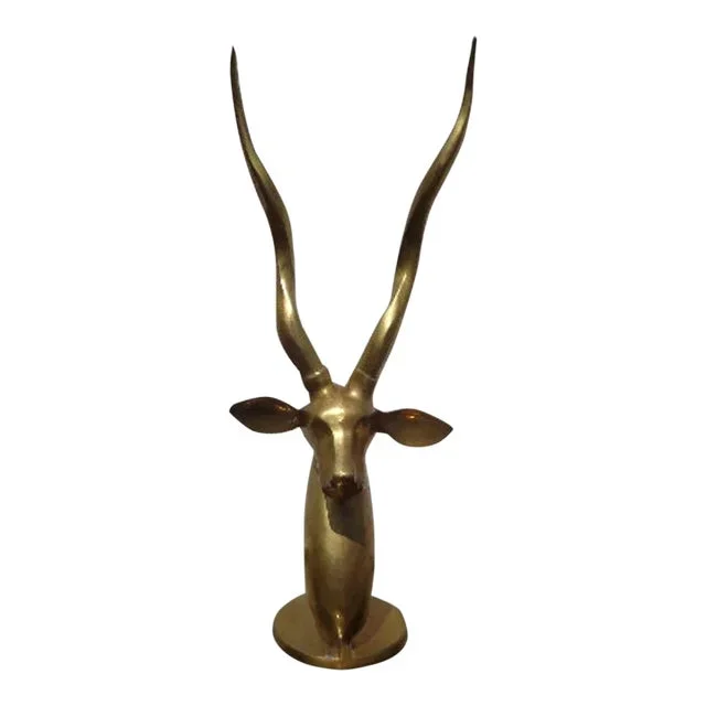 Mid 20th Century Brass Antelope Gazelle Statue