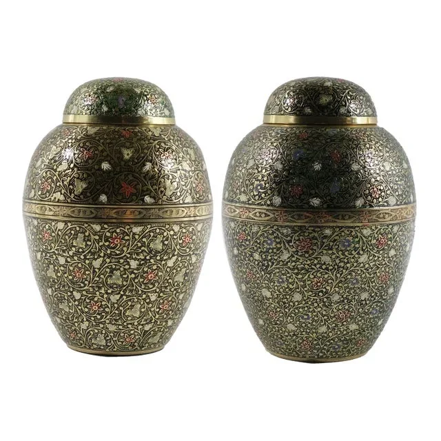 Mid 20th Century Decorative Brass Urns – A Pair