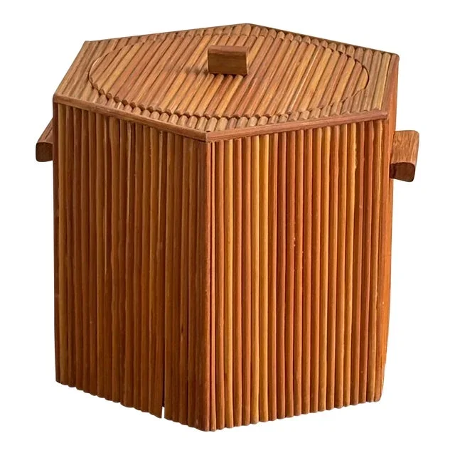 Mid-20th Century Palm Beach Regency Style Pencil Reed Ice Bucket