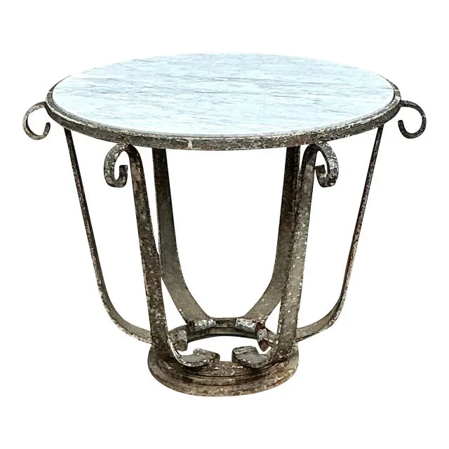 Mid 20th Century Vintage Boho Patinated Iron Center Hall Table