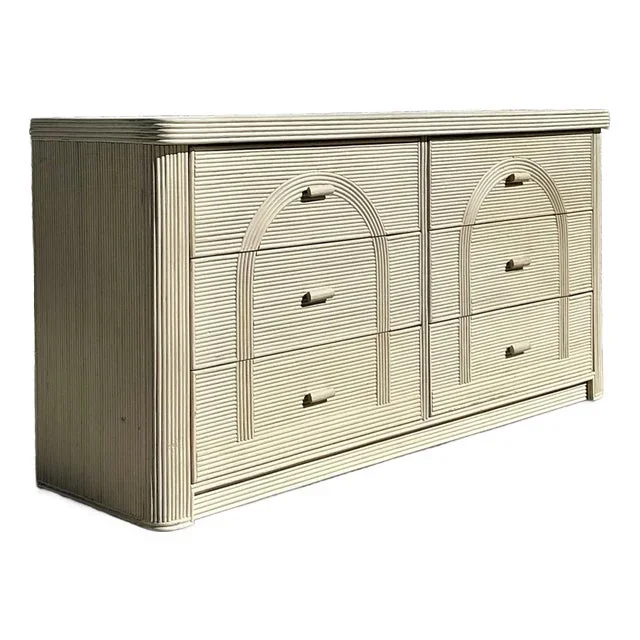 Mid 20th Century Vintage Coastal Arched Pencil Reed Dresser