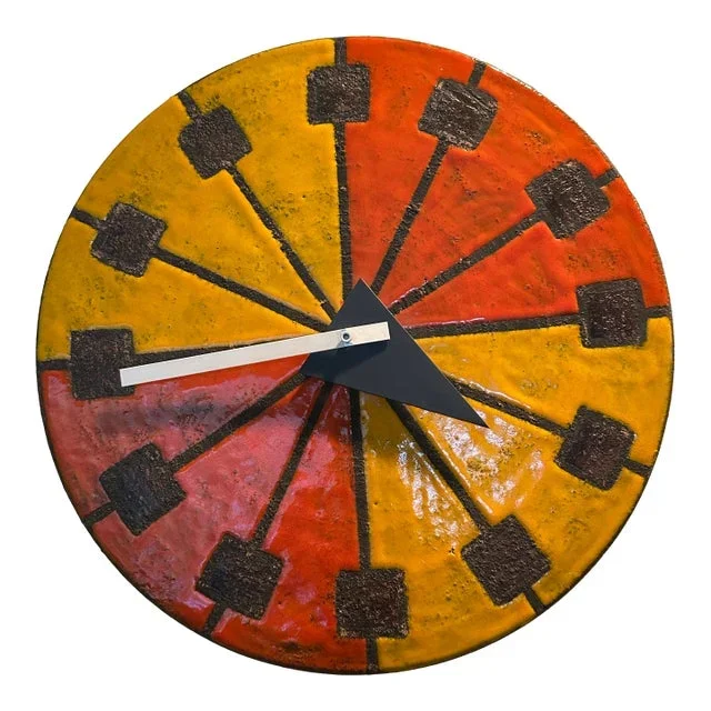 Mid Century Bitossi George Nelson Ceramic Pizza Slice Wall Clock