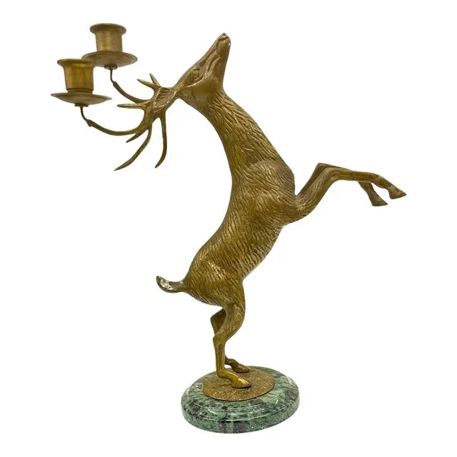 Mid Century Brass Candle Holder Stag Animal Deer Brass Metal Petites Choses Sculpture