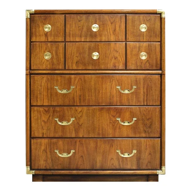 Mid Century Campaign Highboy Chest Accolade Collection by Drexel