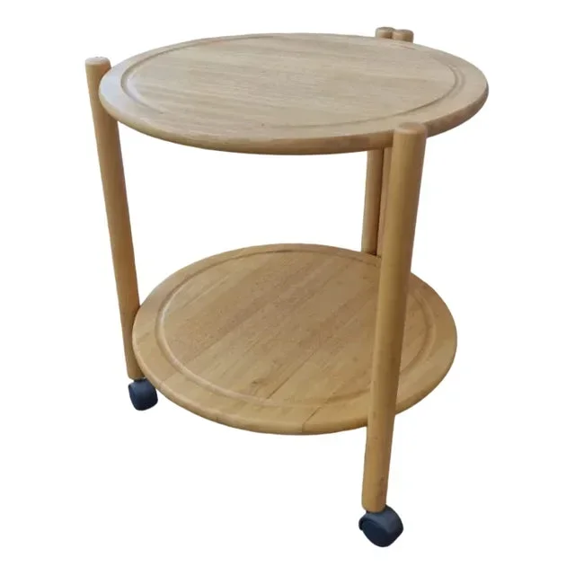 Mid-Century Danish Style Folding Beech Coffee Table on Wheels, 1970