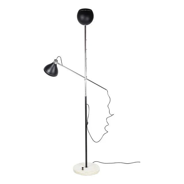 Mid-Century Italian Floor Lamp in Chrome-Plated Metal and Marble, 1960s