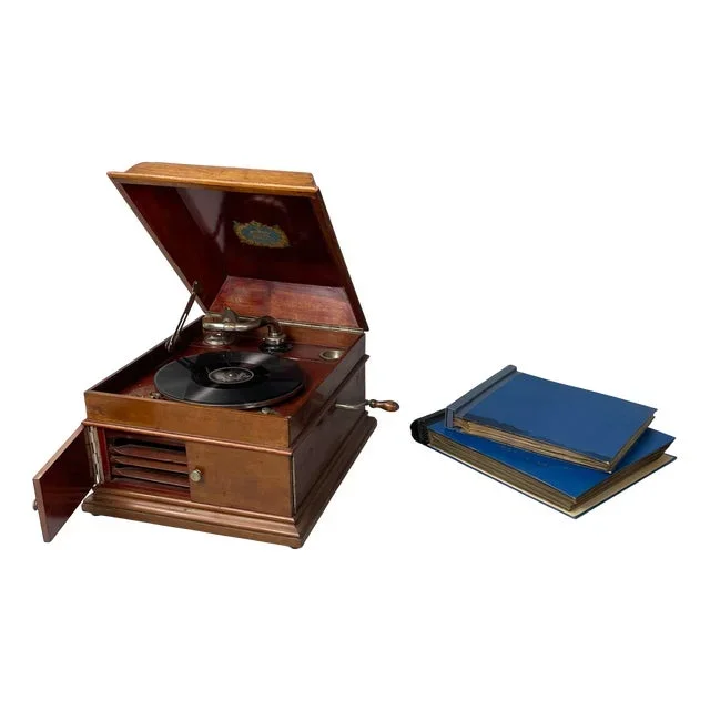 Mid-Century Modern Italian Wood and Metal Gramophone by C. Bruno, 1940s