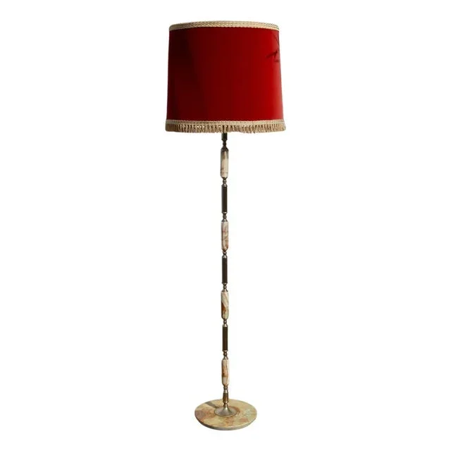 Mid-Century Onyx and Brass Floor Lamp, 1960s