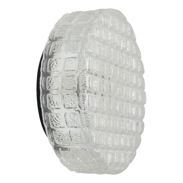 Mid-Century Round Clear Glass Flush Mount