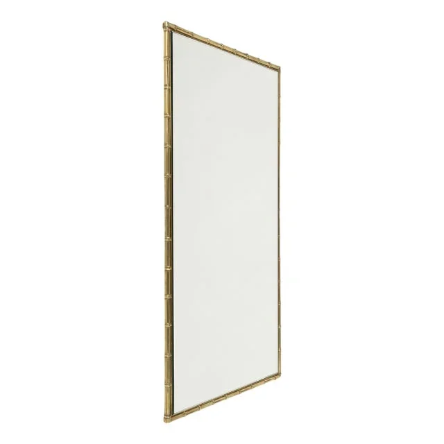 Midcentury Modern Wall Mirror with Faux Bamboo and Brass, 1960s