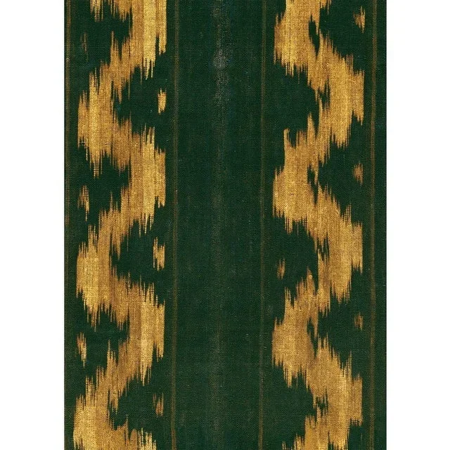 Mind the Gap Vintage Ikat Topiary Green Wallpaper, Sample