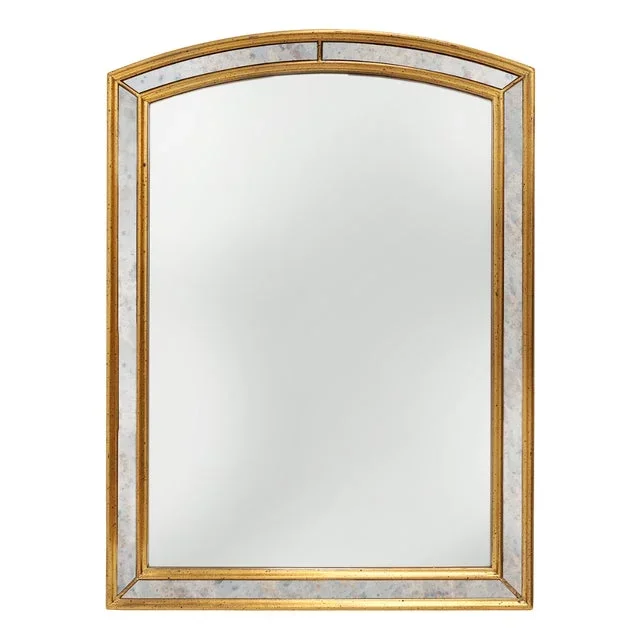 Mirror with Marbled Fume Glass Side Panels in Gilded Wooden Frame from Deknudt, 1970s