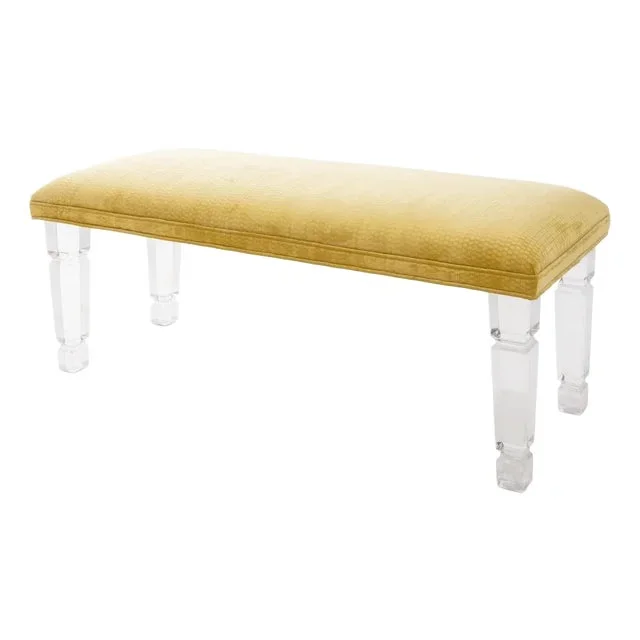 Modern Chartreuse and Acrylic Bench
