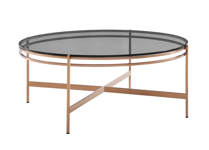 Modrest Bradford Modern Smoked Glass & Rosegold Coffee Table