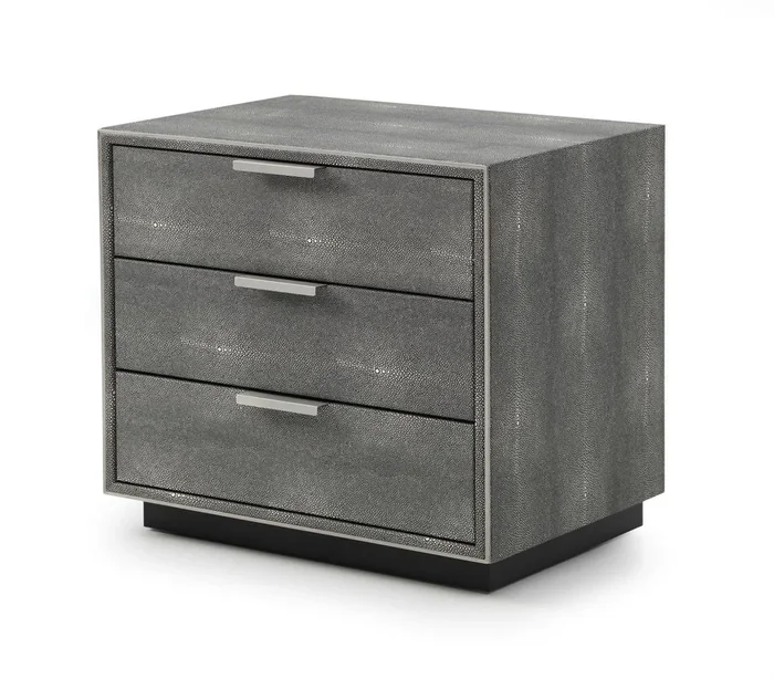 Modrest Dynasty Modern Shagreen Three Drawer Nightstand