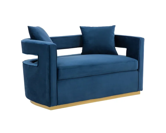 Modrest Wells Modern Blue Velvet Loveseat