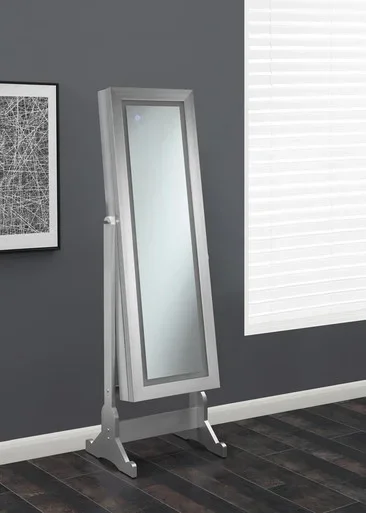 Moore Cheval Mirror with Jewelry Storage Silver / CS-951017