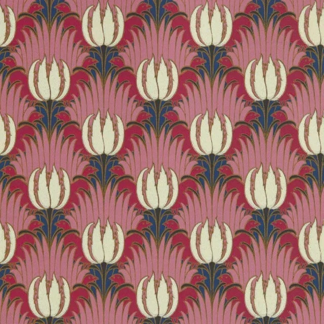 Morris & Co Tulip & Bird Wallpaper in Amaranth & Blush