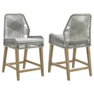 Nakia Woven Rope Counter Chair With Cushion Grey (set of 2)