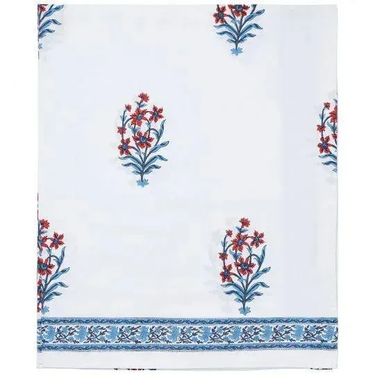 Nargis Full Bed Orange & Blue Flat Sheet