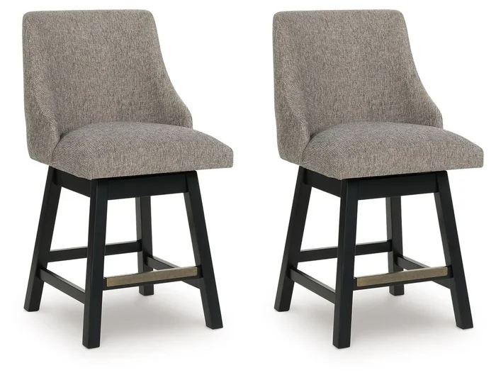 Neymorton – Upholstered Swivel Barstool (Set of 2) – Dark Grayish Brown