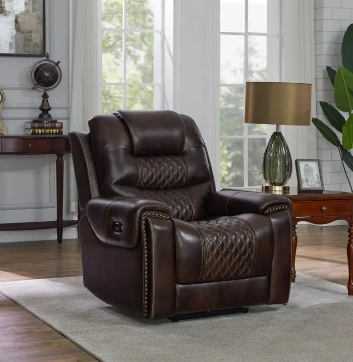North – Cushion Back Power^2 Glider Recliner – Brown