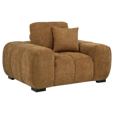 Octavia Fabric Upholstered Track Arm Accent Chair Amber / CS-509343