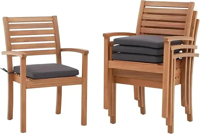 ORBAN Stackable Patio Dining Chairs Set of 4 Dark Grey