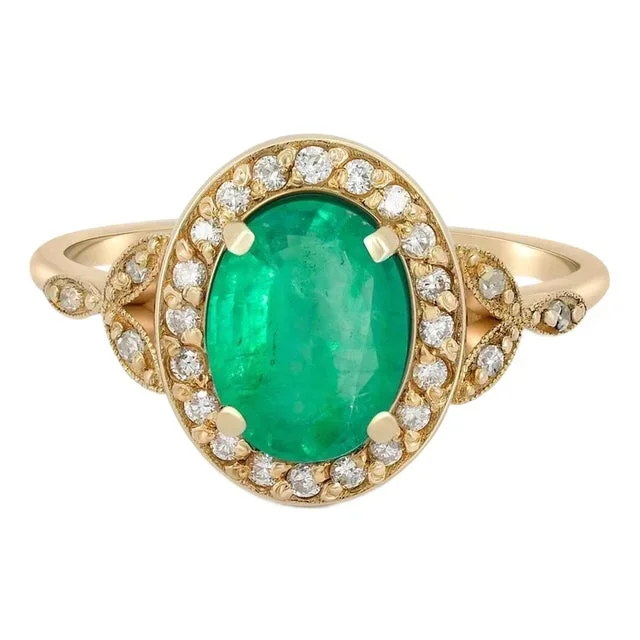 Oval Emerald 14k Gold Ring