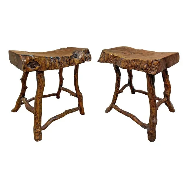 Pair of 19th Century Chinese Rootwood Stools