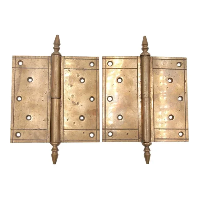 Pair of Vintage 6 X 6 In. Brass Lift Off Butt Door Hinges