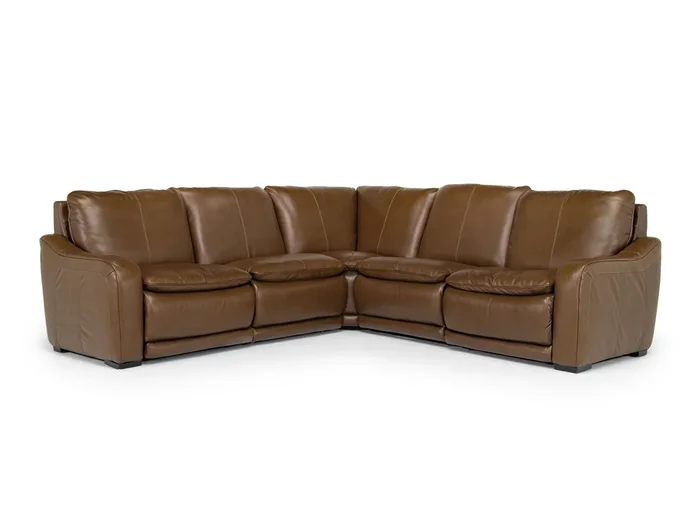 Paradise 5 Piece 2 Power Sectional w/ 2 Power Armless Recliner in Chestnut Leather