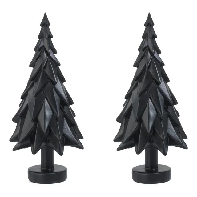 Patrice 6.75″ Tall Black Decorative Spruce Trees, Set of 2