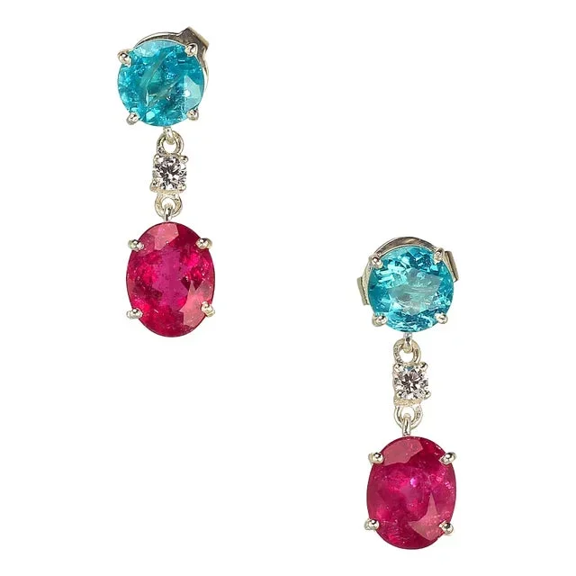 Pink and Blue/Green Swinging Earrings – 2 Pieces